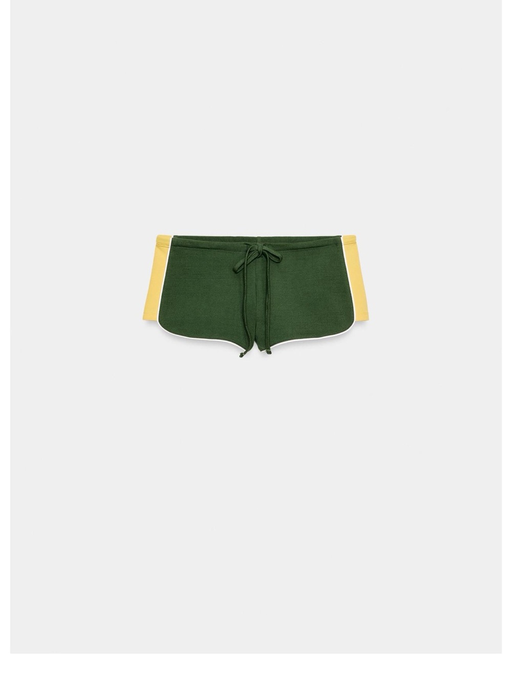 Zara Green Athletic Shorts with Yellow Side Panels